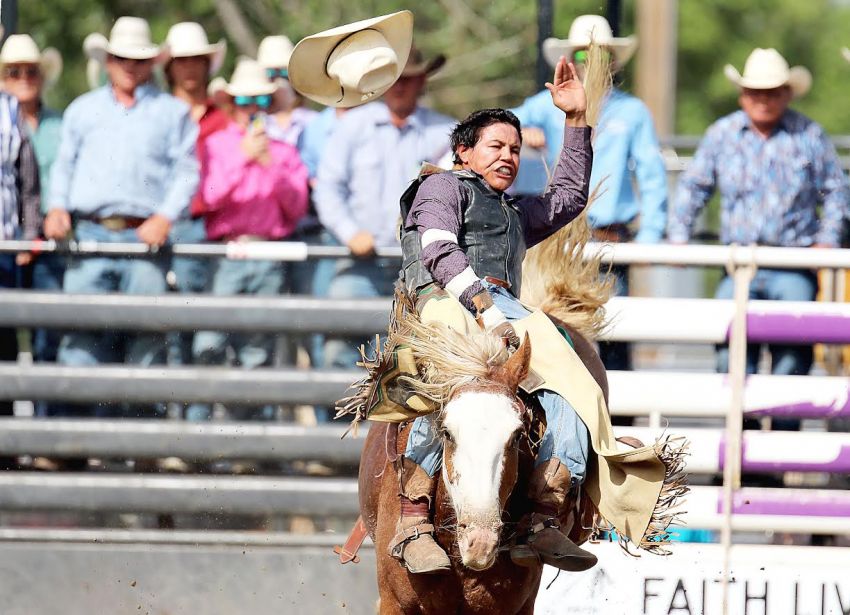 Lucas Yellow Hawk ready for bareback competition at National High School Finals Rodeo