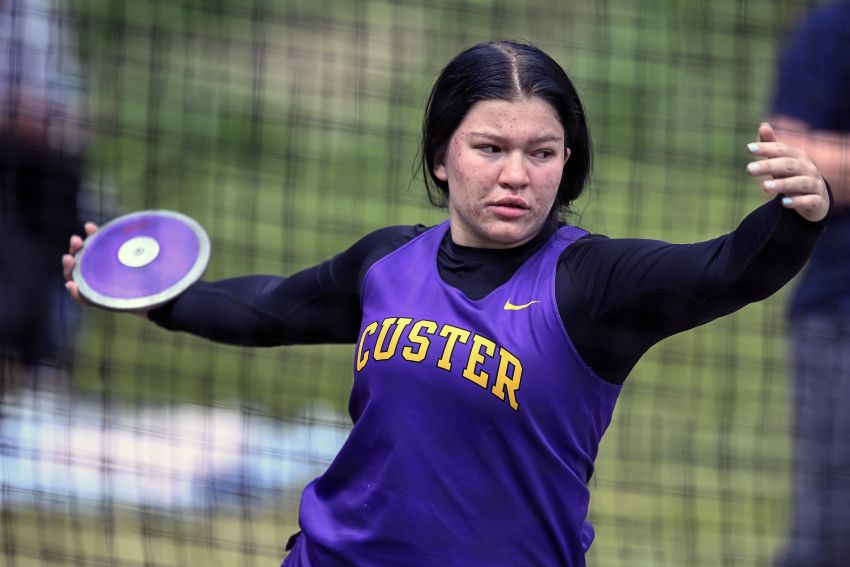 Hard work paying off for Custer’s Karyn Ellerton as the Wildcat sits first in Class A discus, 2nd in shot put 