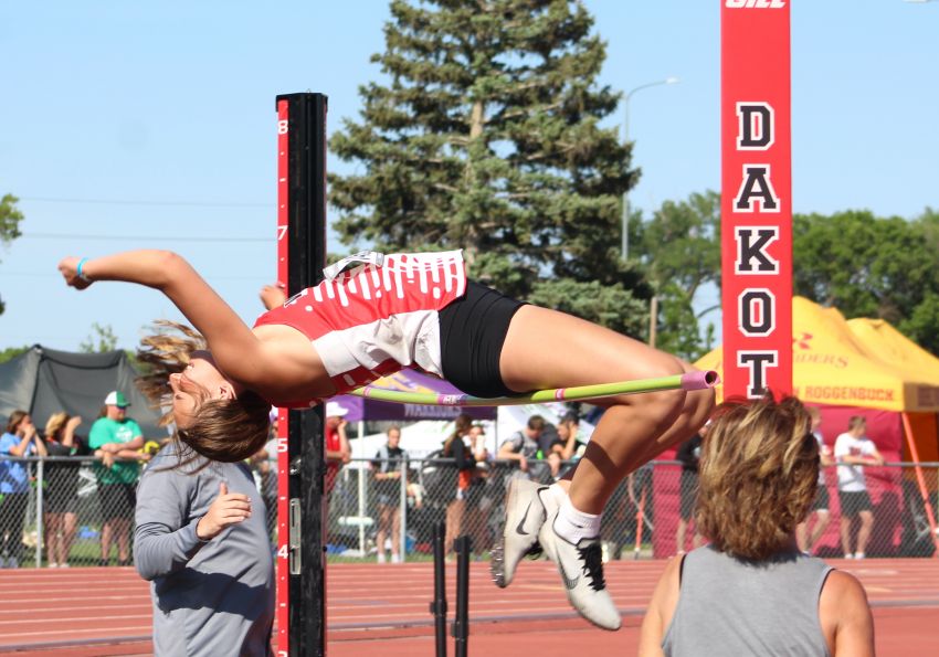 Wagnerâ€™s Ashlyn Koupal, a rising college basketball prospect, soars to another state high jump title 