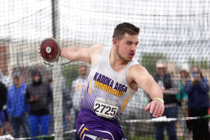 Kadoka Areaâ€™s Lincoln Koehn battles windy conditions, conference foes to win Class B discus title 