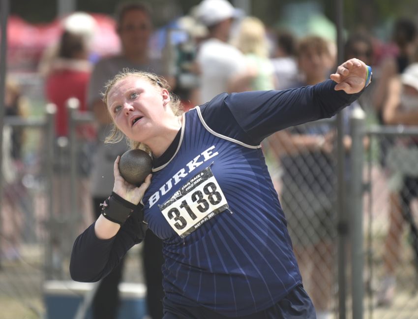 Burke's Paige Bull caps stellar career with Class B shot put state championship 