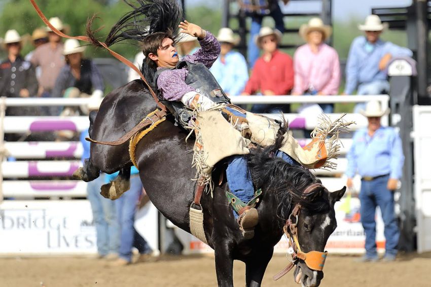 Porcupineâ€™s Jhett Knight on track to make the short go round in bareback riding at the National High School Finals Rodeo